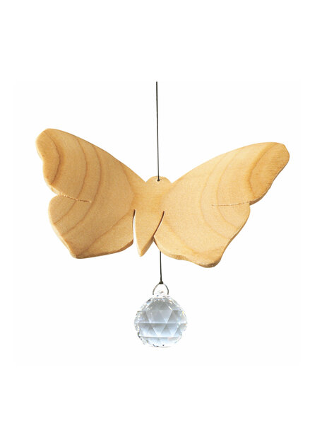 Handmade Hanger van kersenhout - vlinder met kristal van 20mm