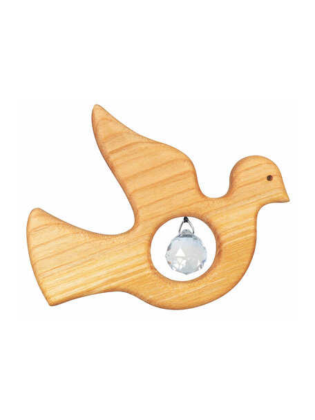 Handmade Hanger van kersenhout - duif met kristal van 15mm