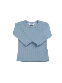 Joha Babyshirt wol/zijde streepje - dusty blue