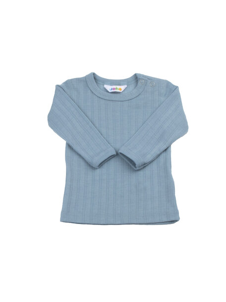 Joha Babyshirt wol/zijde streepje - dusty blue