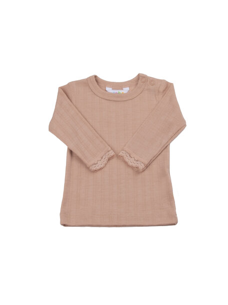 Joha Babyshirt wol/zijde streepje - peach
