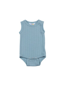 Joha Romper zonder mouwen van wol/zijde streepje - dusty blue