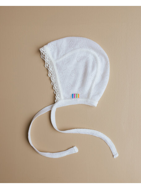 Joha Strikmutsje met kant - wit