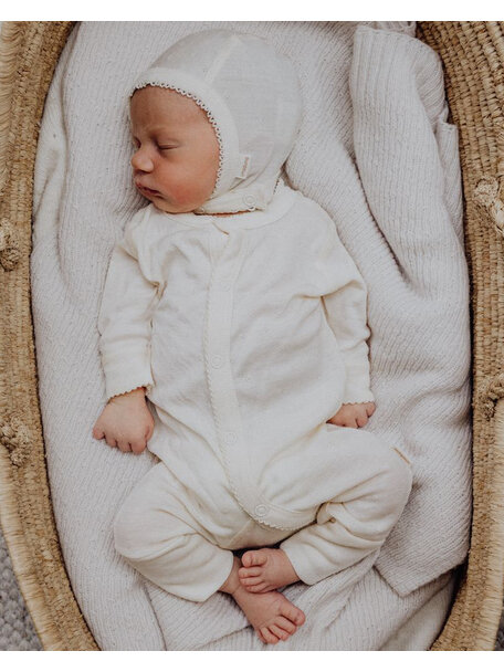 Unaduna Onesie pointelle 2 in 1 feet wol/zijde - munkki