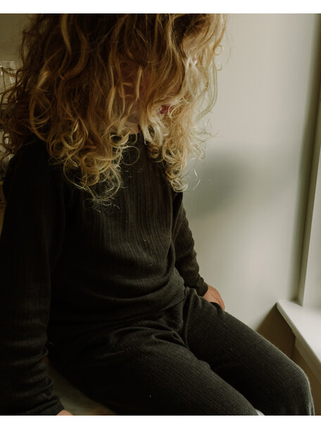 Unaduna Shirt longsleeves rib wol/zijde - wakame