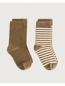 Gray Label Kinder rib sokken - set van 2 - woody/cream