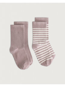 Gray Label Kinder rib sokken - set van 2 - berry/cream