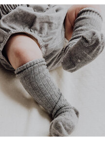 Gray Label Baby rib sokken lang - grey melange