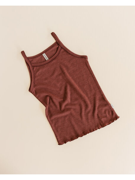 Unaduna  Zomer kinderhemd pointelle wol/zijde henna dune