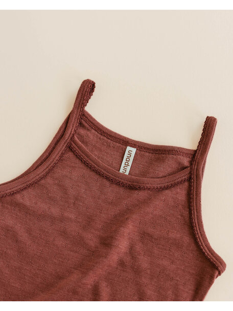 Unaduna  Zomer kinderhemd pointelle wol/zijde henna dune