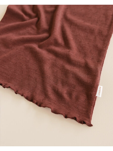 Unaduna  Zomer kinderhemd pointelle wol/zijde henna dune