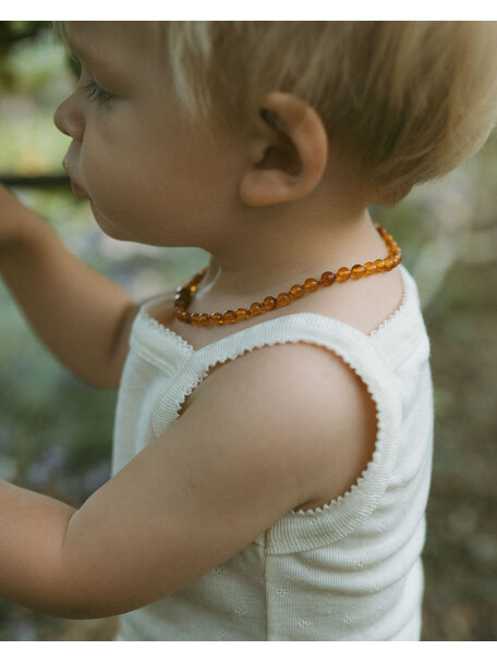 Amber Barnsteen baby ketting 32cm - cognac