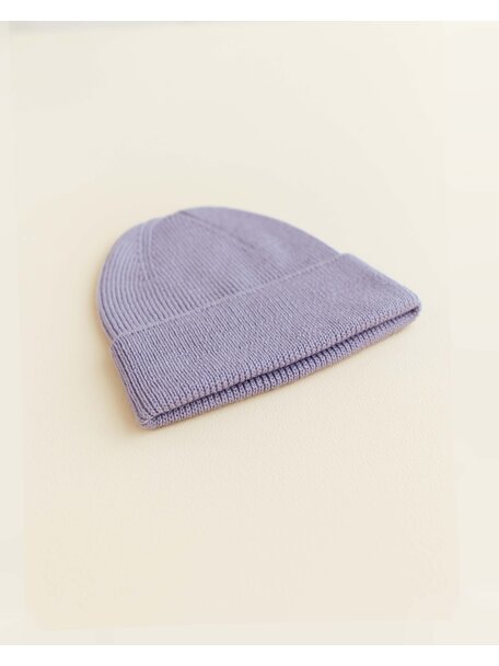 Hvid Ribbeanie newborn Fonzie - lilac