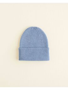 Hvid Ribbeanie newborn Fonzie - light blue