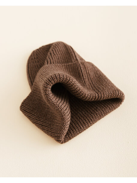 Hvid Dikke ribbeanie Fonzie - mocha