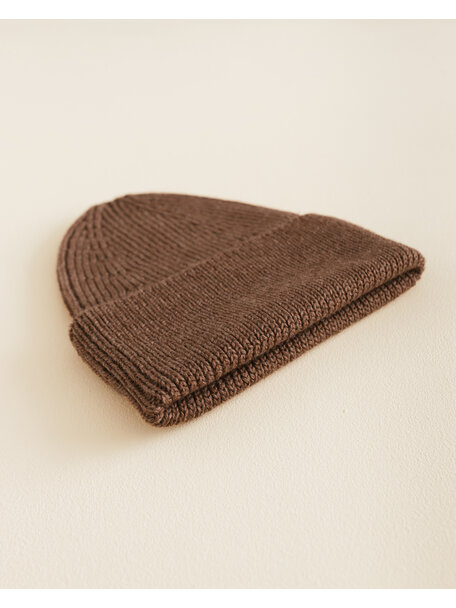 Hvid Dikke ribbeanie Fonzie - mocha