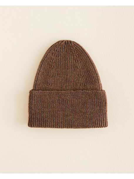 Hvid Dikke ribbeanie Fonzie - mocha