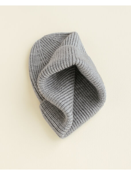 Hvid Dikke ribbeanie Fonzie - grey melange