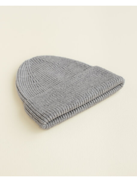 Hvid Dikke ribbeanie Fonzie - grey melange
