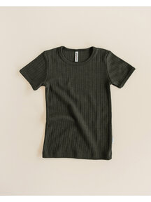 Unaduna Shirt short sleeves rib wol/zijde - wakame