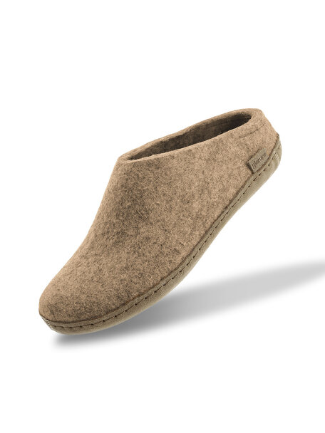 Glerups Wollen sloffen leren zool - sand