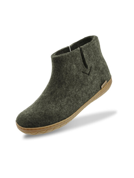 Glerups Wollen sloffen hoog model rubberen zool - forest