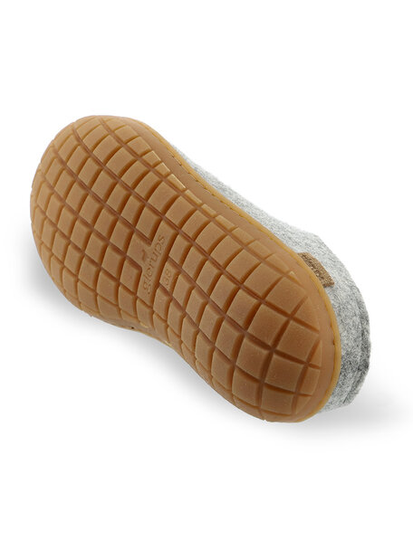 Glerups Wollen sloffen rubberen zool - grijs