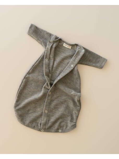 Unaduna Newborn slaapzak van merino wol-frotté - walnoot