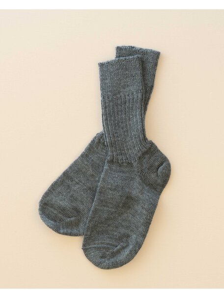 Hirsch Natur Dikke wollen sokken voor volwassenen - grijs