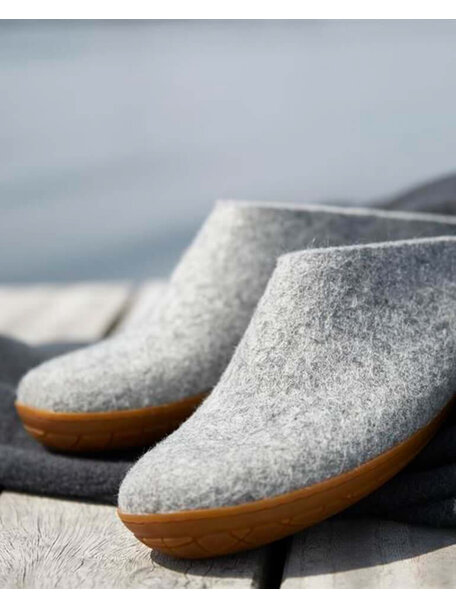 Glerups Wollen sloffen rubberen zool - grijs