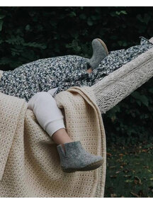Glerups Kindersloffen van wol hoog model - grijs