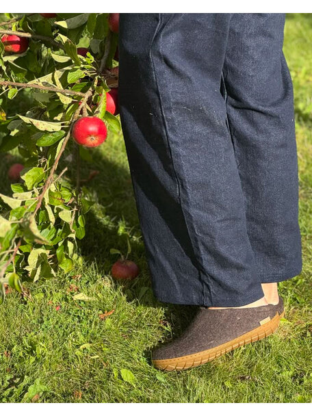 Glerups Wollen sloffen rubberen zool - chestnut