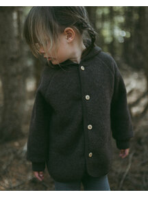 Unaduna X Engel Kinderjas van wol-fleece - cocoa