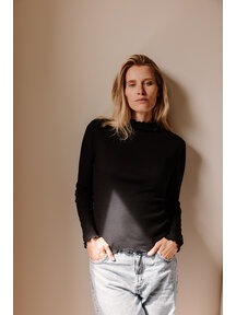 Unaduna Kate longsleeve met turtle neck - zwart