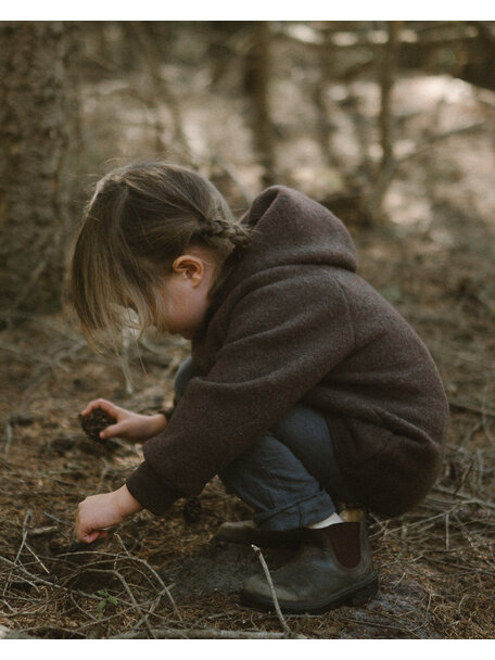 Unaduna X Engel Kinderjas van wol-fleece - cocoa