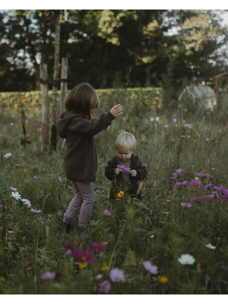 Unaduna X Engel Kinderjas van wol-fleece - cocoa