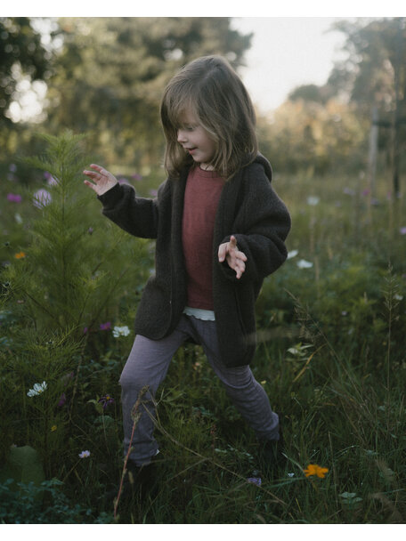 Unaduna X Engel Kinderjas van wol-fleece - cocoa
