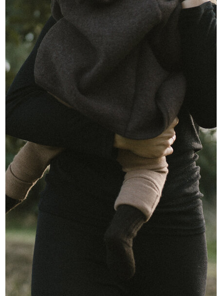 Unaduna Dameshemd long sleeves pointelle wol/zijde - ebony