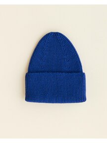 Hvid Ribbeanie Fonzie voor volwassenen - cobalt blue