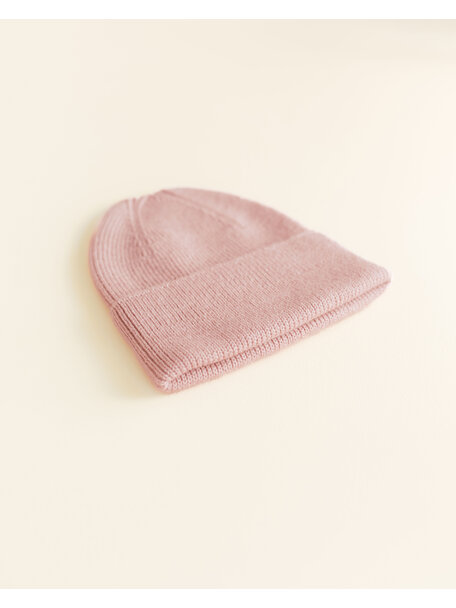 Hvid Ribbeanie newborn Fonzie - powder