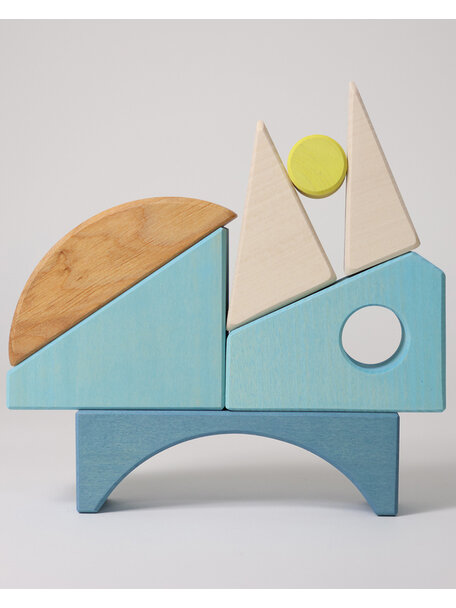 Grimm's Bouwset blauw - zeilboot