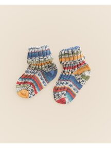 Grödo Dikke babysokken van wol - blauw/rood