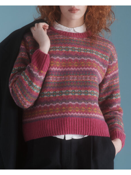 Harley of Scotland Fairisle trui - lipstick