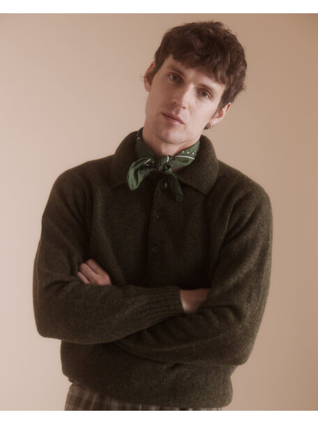 Harley of Scotland Trui met polokraag - scots pine