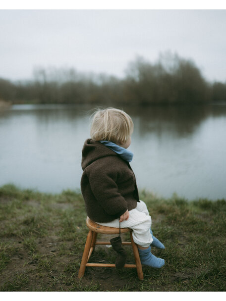 Unaduna Tiny rib kindersokken van wol - nila