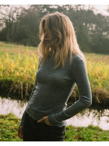 Unaduna Kate longsleeve met turtle neck rib - nila