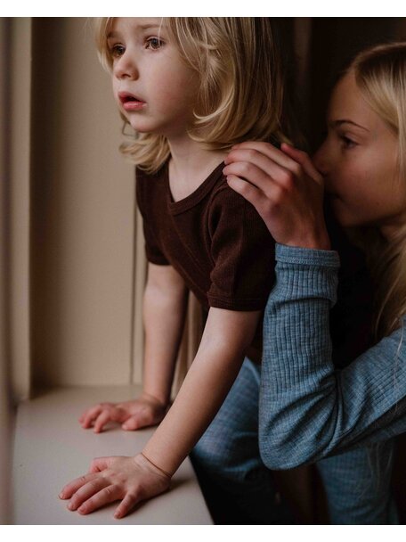 Unaduna Wollen t-shirt short sleeves tiny rib - kladdkaka