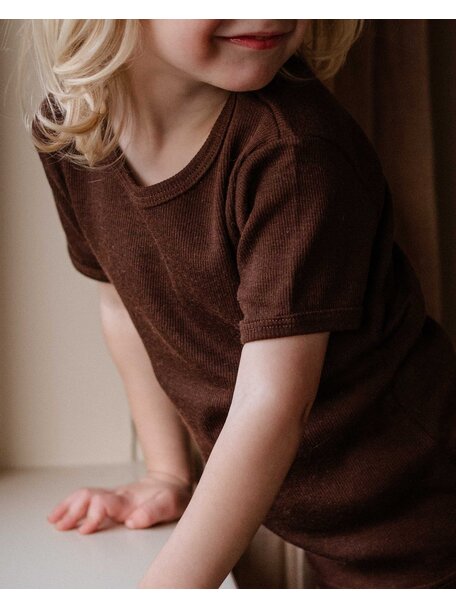 Unaduna Wollen t-shirt short sleeves tiny rib - kladdkaka