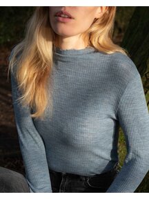 Unaduna Kate longsleeve met turtle neck rib - nila