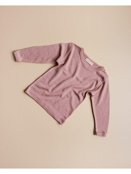 Unaduna Babyshirtje pointelle wol/zijde - cameo rose